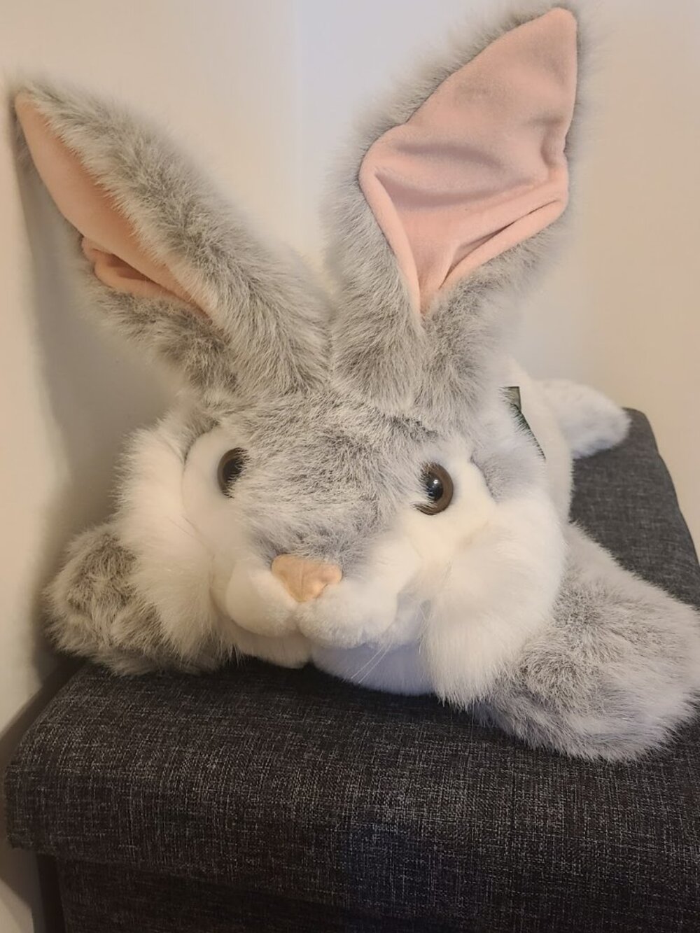 Vintage Proffitt’s Giant Gray Bunny Rabbit Plush 27” Realistic Laying Floppy